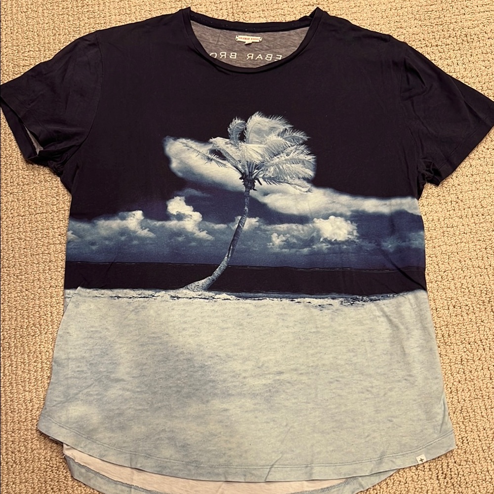Orlebar Brown Black and Blue Palm Tree Tee